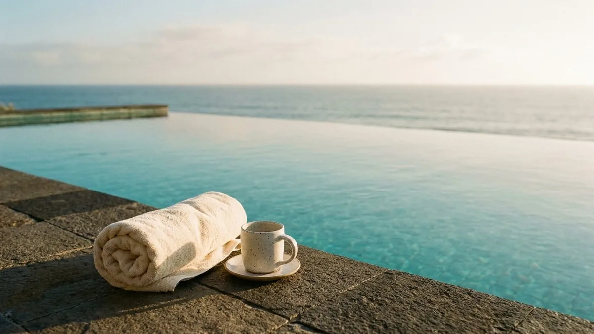 Piscina privada al atardecer